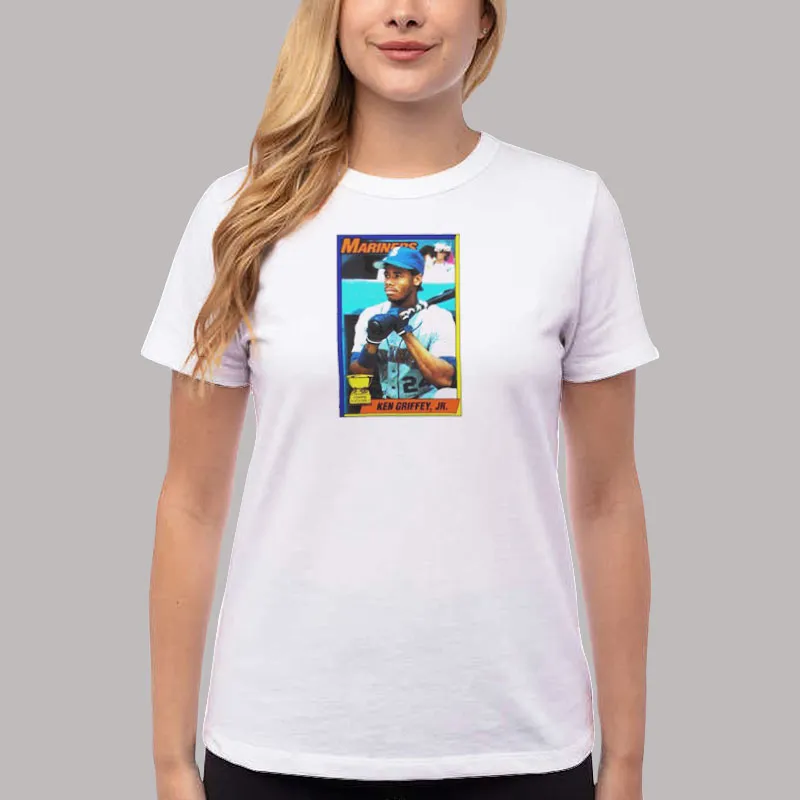 Women T Shirt White Vintage Topps All Star Rookie Ken Griffey Jr Shirt