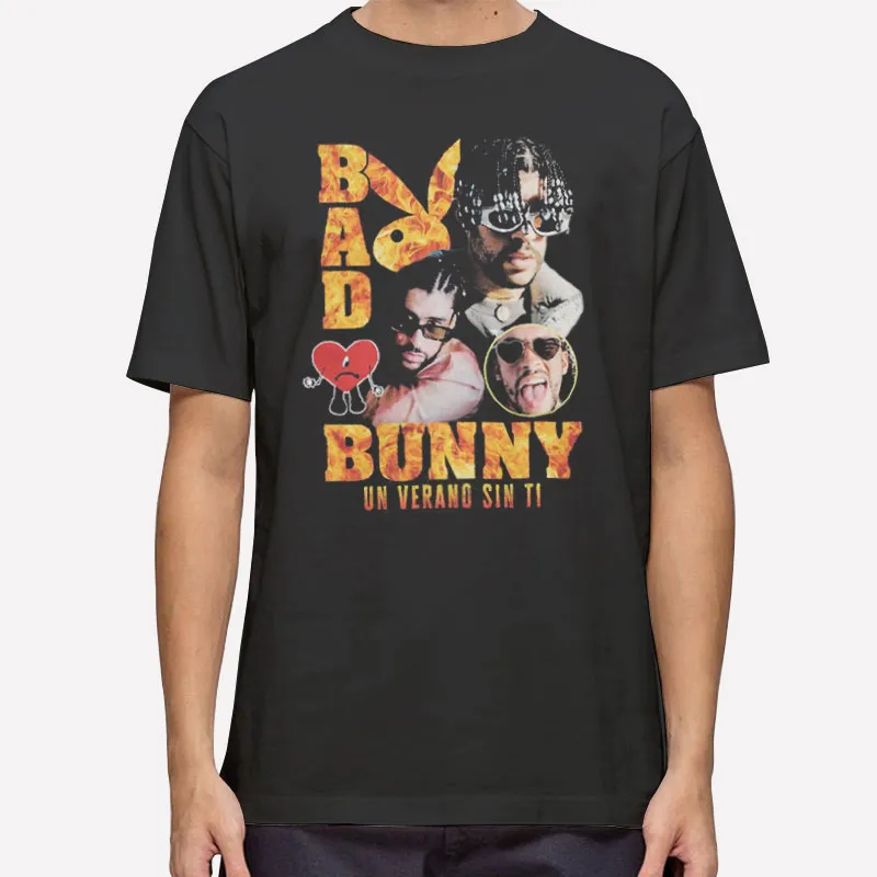 Mens T Shirt Black Funny Bad Bunny Playboy Hoodie