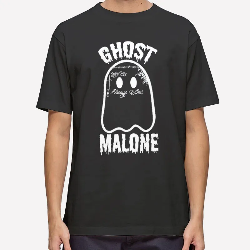 Mens T Shirt Black Ghost Malone Horror Halloween Shirt