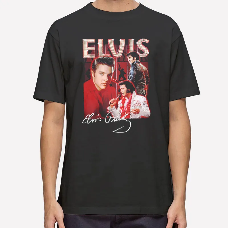 Mens T Shirt Black Retro Vintage Elvis Presley Merch Hoodie
