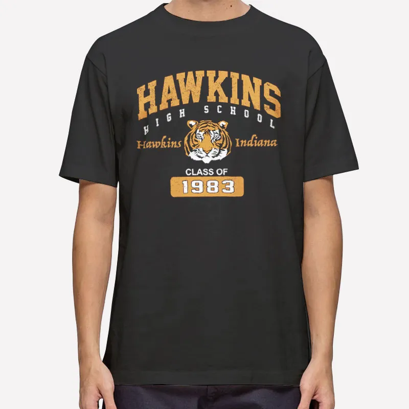 Mens T Shirt Black Vintage High School Hawkins Sweatshirt