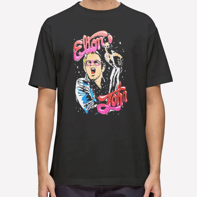 Mens T Shirt Black Vintage Inspired Elton John Hoodie