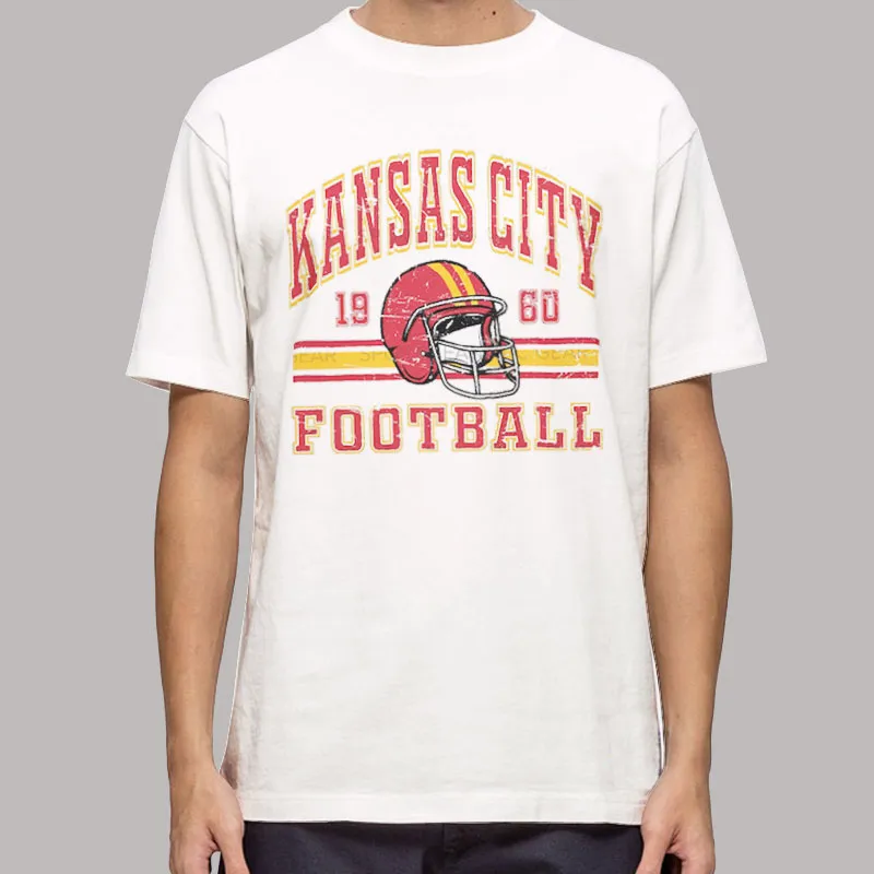 Mens T Shirt White Kansas City Chiefs Retro Style Hoodie
