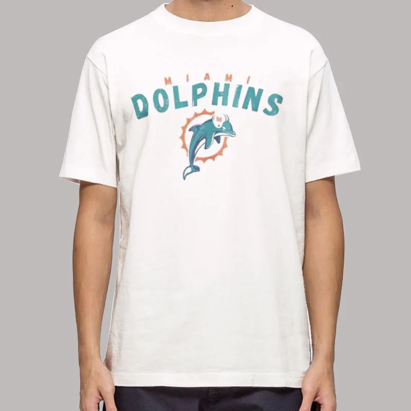 Mens T Shirt White Retro Vintage Miami Dolphin Sweatshirt