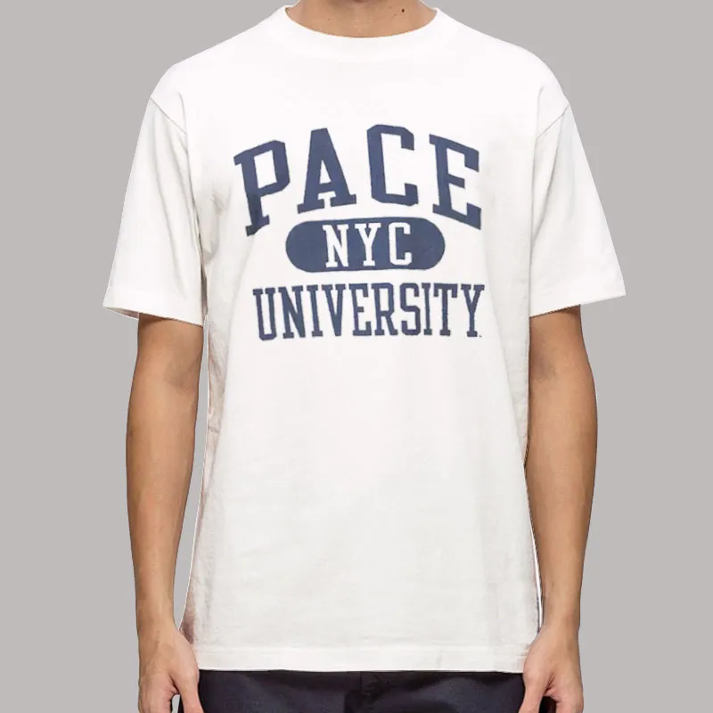Mens T Shirt White Vintage Champion Pace University Sweatshirt
