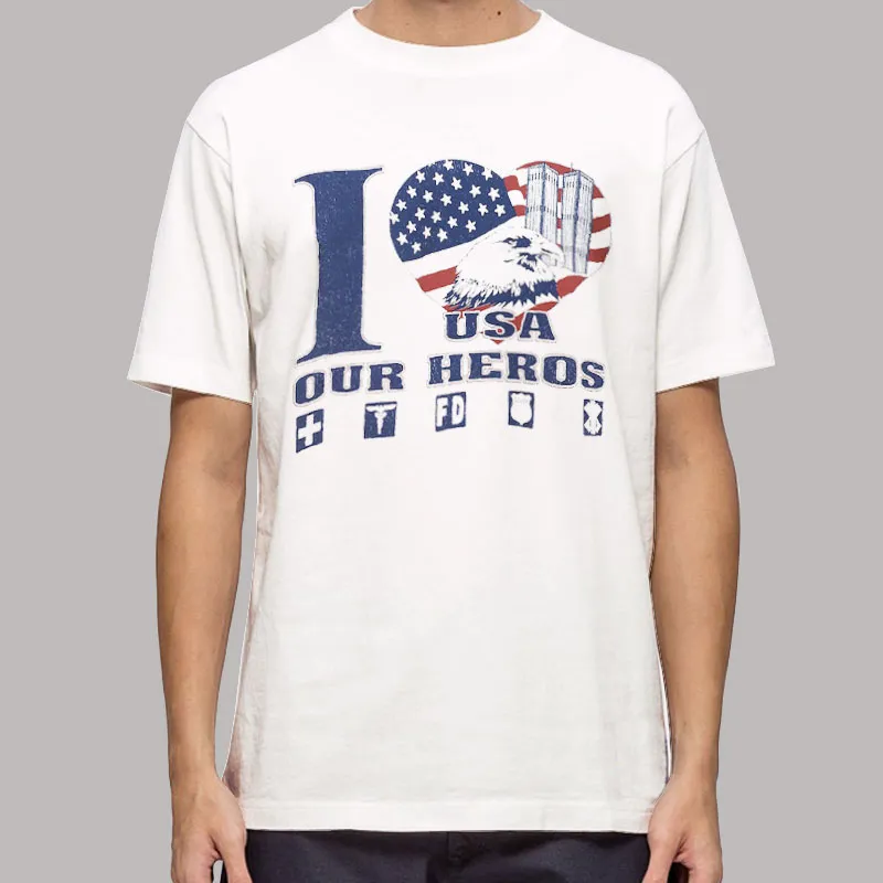 Mens T Shirt White Vintage I Love Usa Our Heroes Hoodie