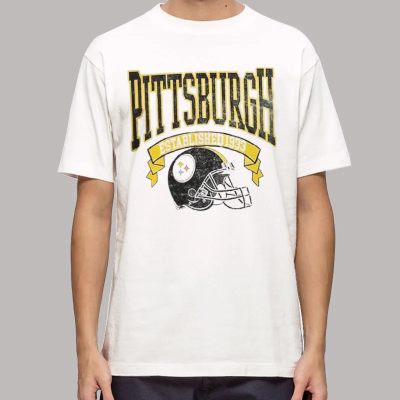 Mens T Shirt White Vintage Pittsburgh Football Hoodie