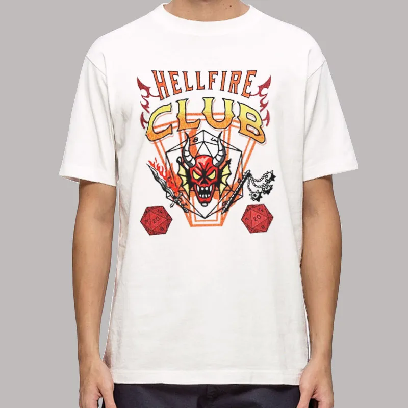 Mens T Shirt White Vintage Stranger Things Hellfire Sweatshirt