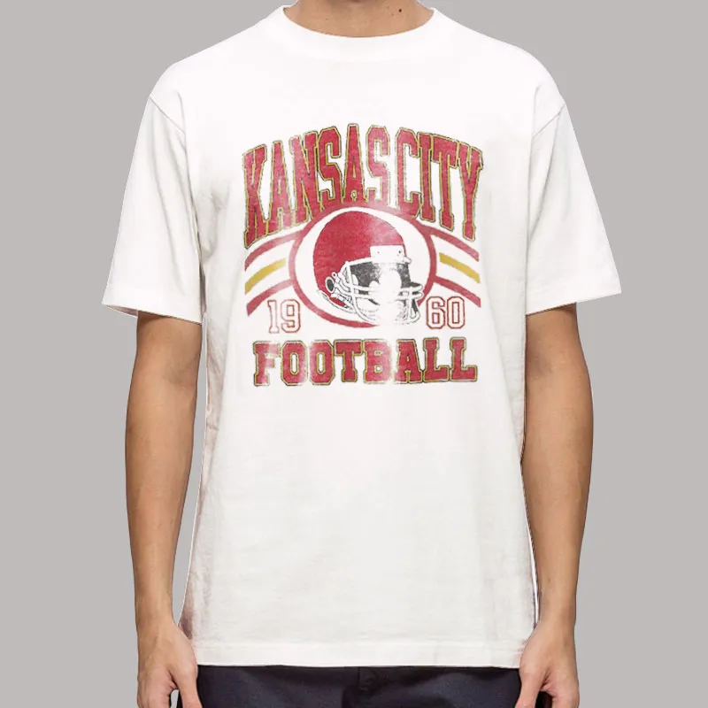 Mens T Shirt White Vintage Style Kansas City Football Hoodie