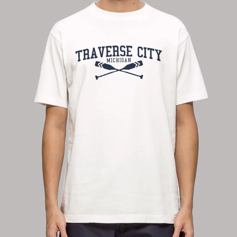 Mens T Shirt White Vintage Traverse City Michigan Hoodie