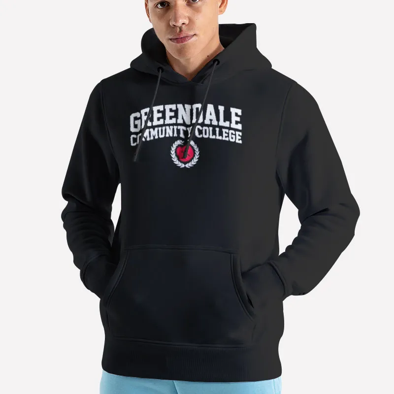 Unisex Hoodie Black Retro Greendale Community College Shirt