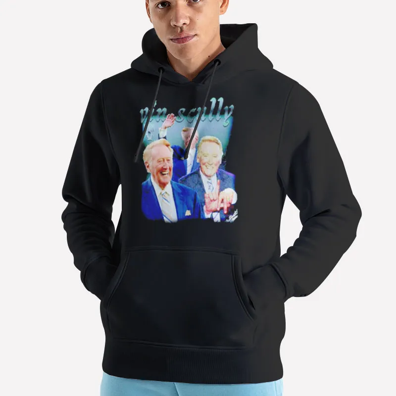 Unisex Hoodie Black Rip Thank You Vin Scully Tee Shirts