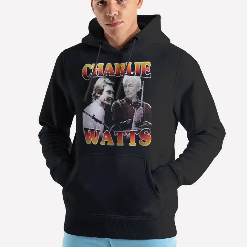 Unisex Hoodie Black Vintage Inspired Charlie Watts T Shirt