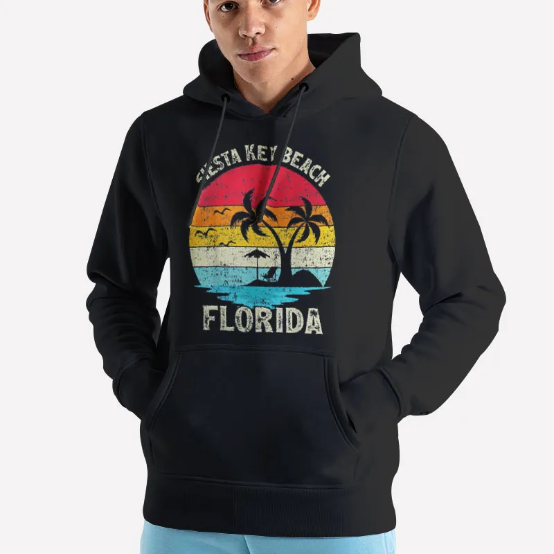 Unisex Hoodie Black Vintage Retro Beach Siesta Key T Shirts