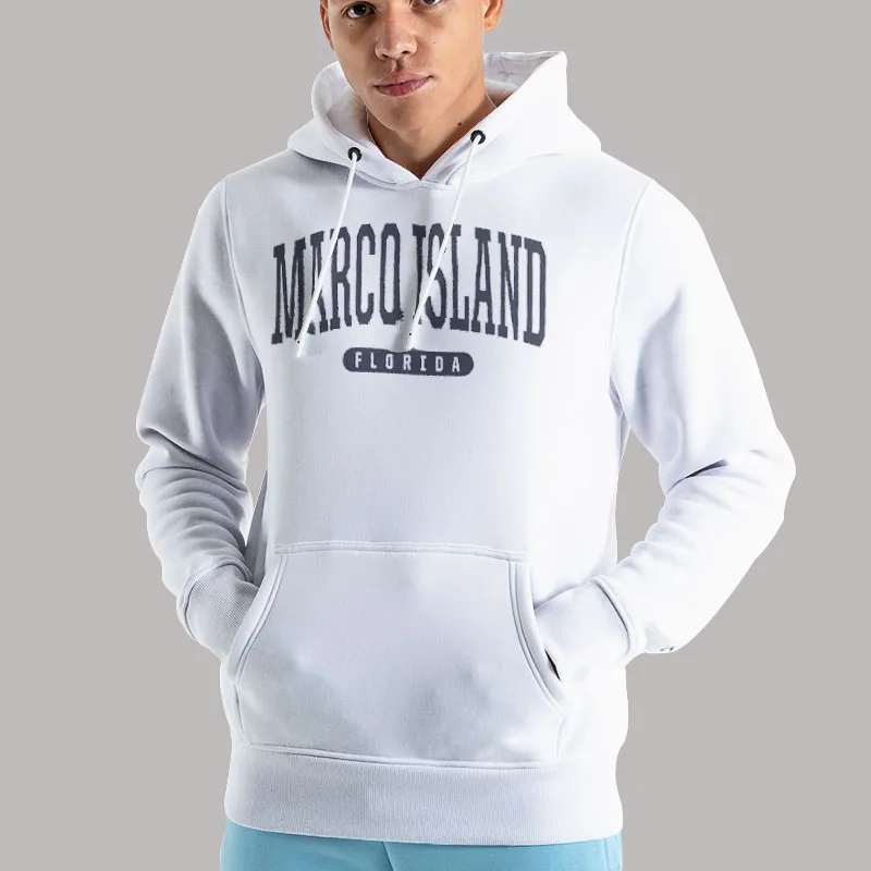 Unisex Hoodie White College University Marco Island Sweatshirt