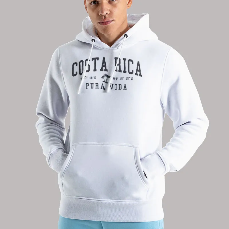 Unisex Hoodie White Costa Rica Pura Vida Sweatshirt