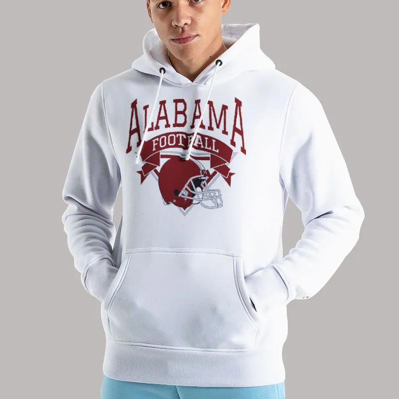 Unisex Hoodie White Retro Vintage Alabama Football Sweatshirt