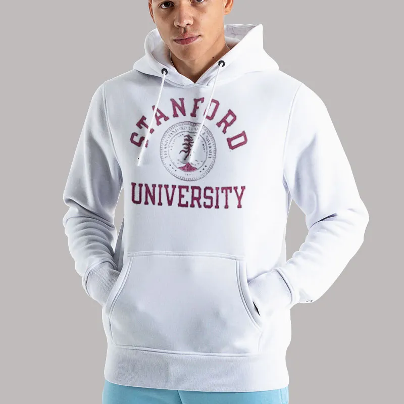 Unisex Hoodie White Vintage College Stanford University Sweatshirt