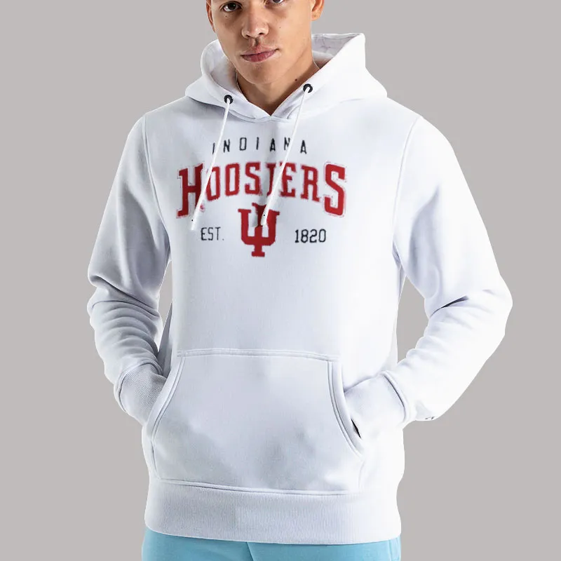 Unisex Hoodie White Vintage Ncaa University Indiana Hoosiers Sweatshirt