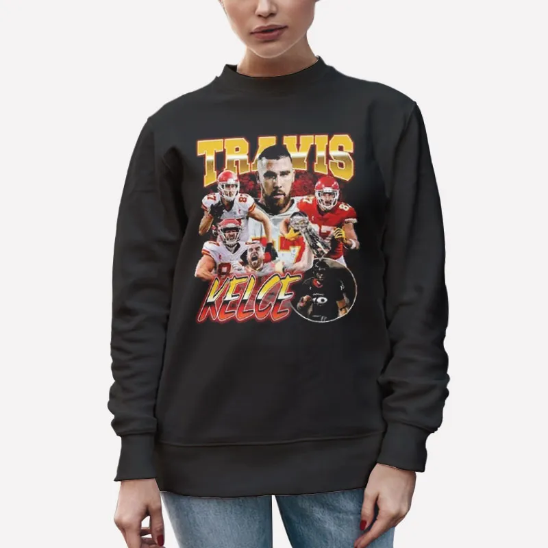Unisex Sweatshirt Black 90s Vintage Travis Kelce No Shirt