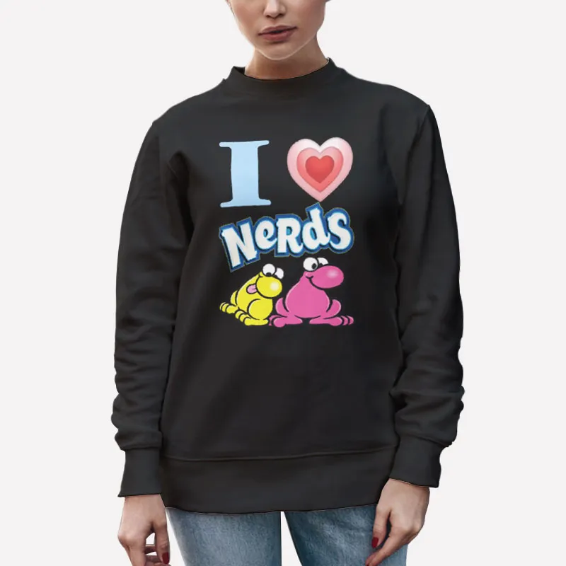 Unisex Sweatshirt Black I Love Nerds Shirt Candy Fan