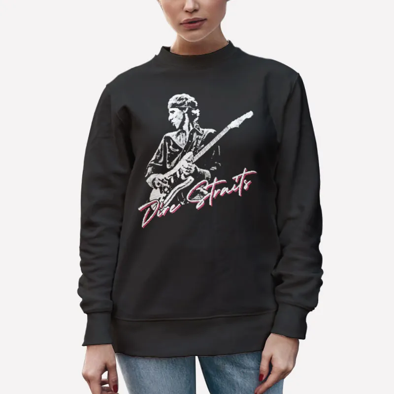 Unisex Sweatshirt Black Retro Faded Dire Straits T Shirt