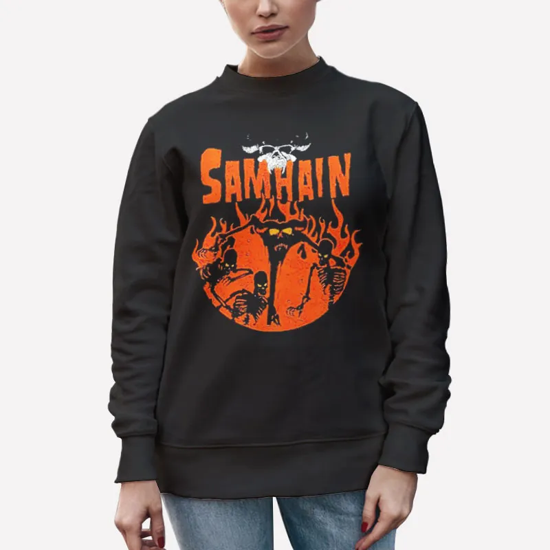 Unisex Sweatshirt Black Retro Vintage Band Samhain Shirt