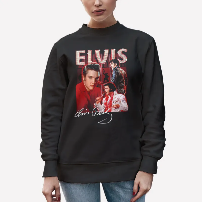 Unisex Sweatshirt Black Retro Vintage Elvis Presley Merch Hoodie