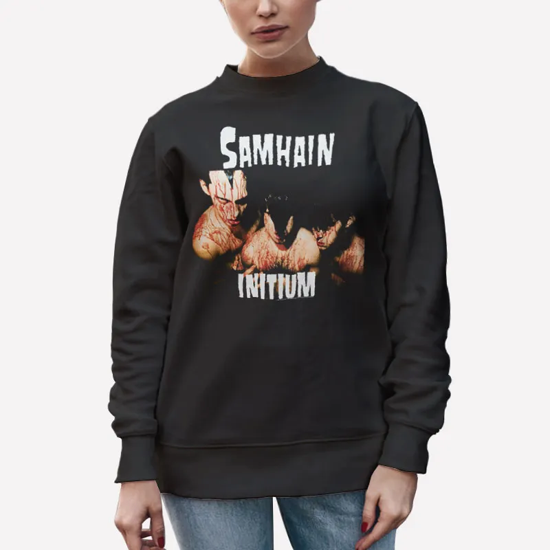Unisex Sweatshirt Black Retro Vintage Initium Samhain T Shirt