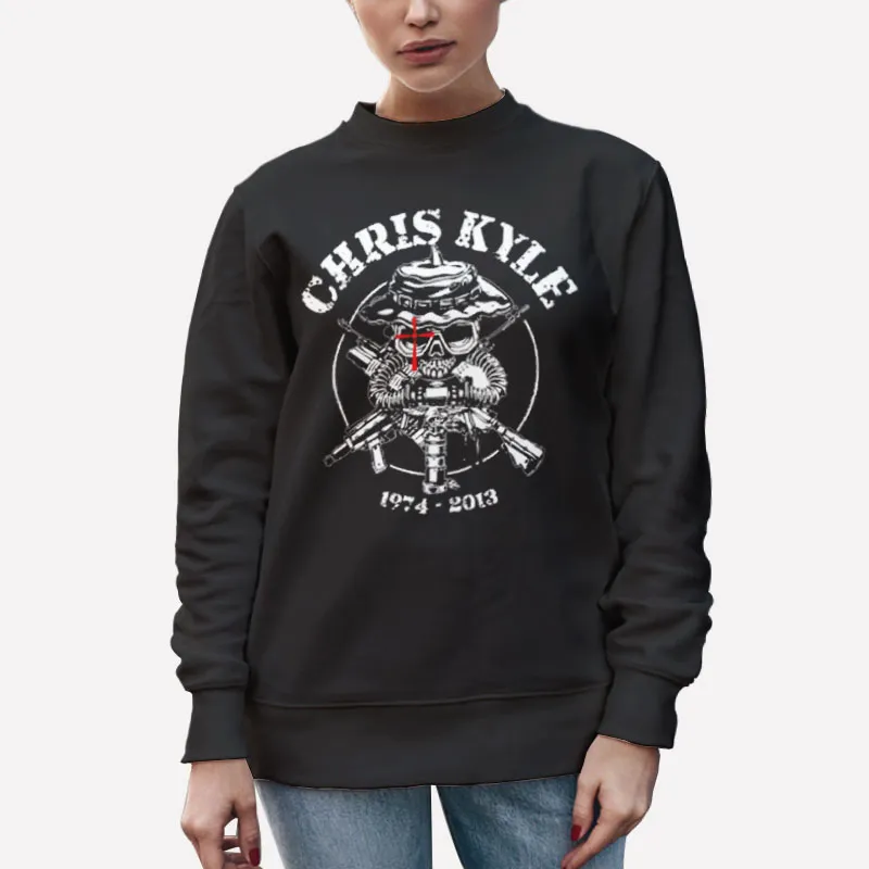 Unisex Sweatshirt Black Retro Vintage Sniper Chris Kyle T Shirt