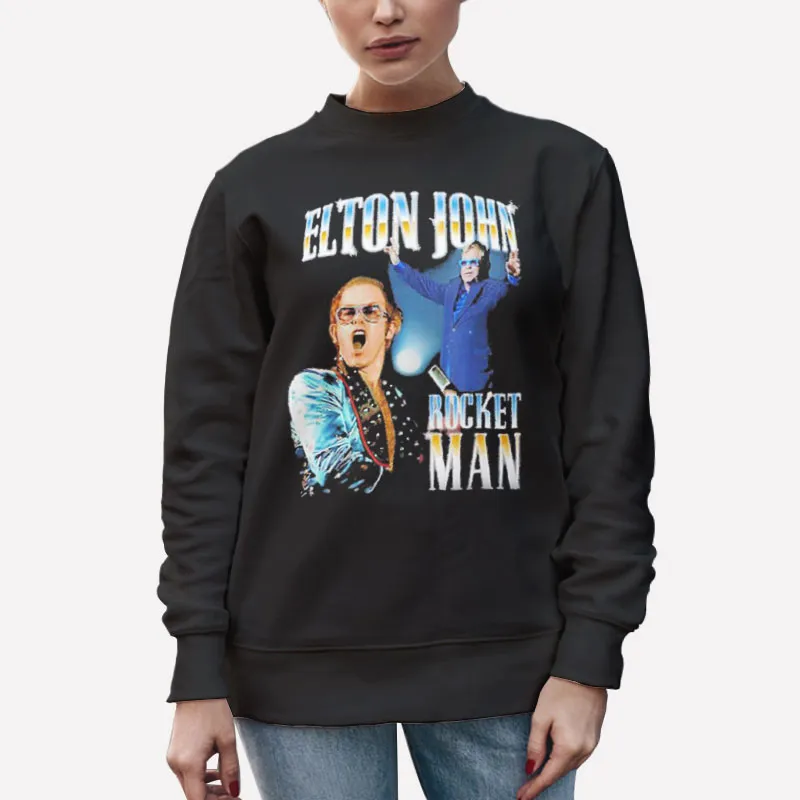 Unisex Sweatshirt Black Rocket Man Elton John Vintage Shirt