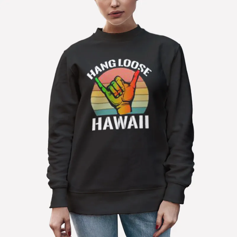 Unisex Sweatshirt Black Shaka Rasta Aloha Hang Loose T Shirt