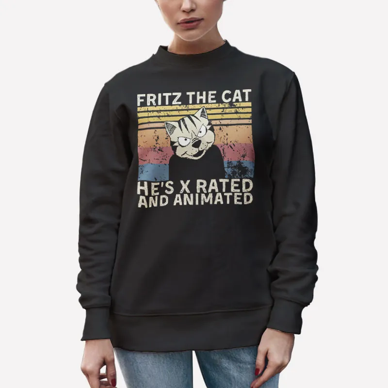 Unisex Sweatshirt Black Vintage He's X Rated And Animated Fritz The Cat Shirt