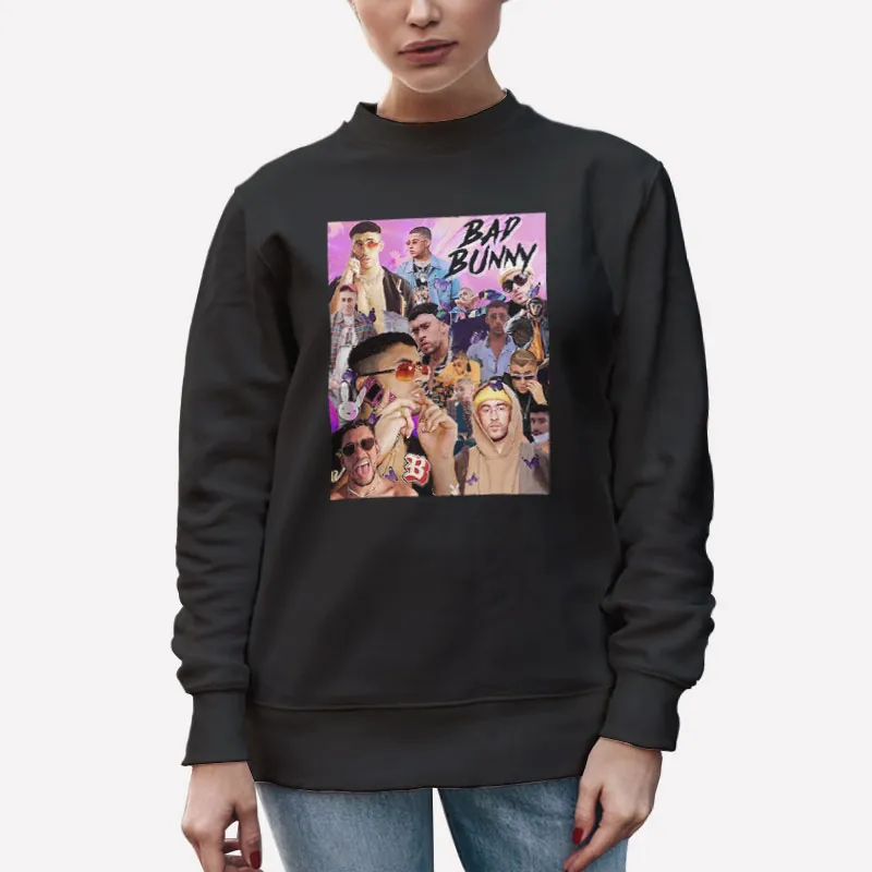 Unisex Sweatshirt Black Vintage Inspired Bad Bunny Shirts