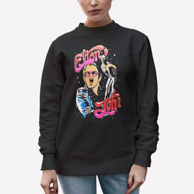 Unisex Sweatshirt Black Vintage Inspired Elton John Hoodie