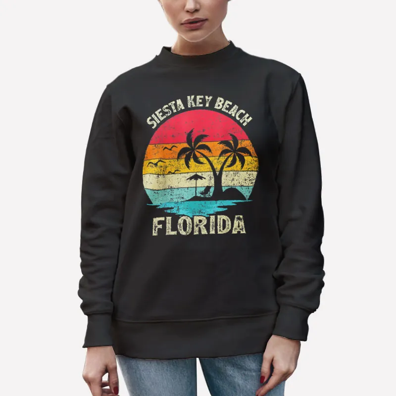 Unisex Sweatshirt Black Vintage Retro Beach Siesta Key T Shirts