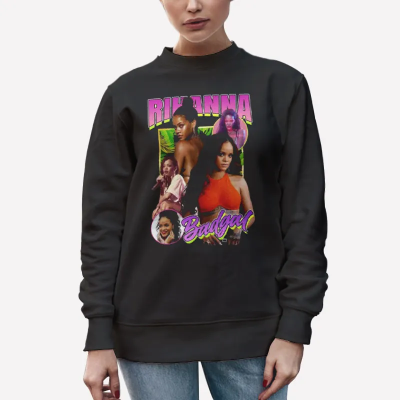 Unisex Sweatshirt Black Vintage Riri Rihanna Rap Nickname Shirts