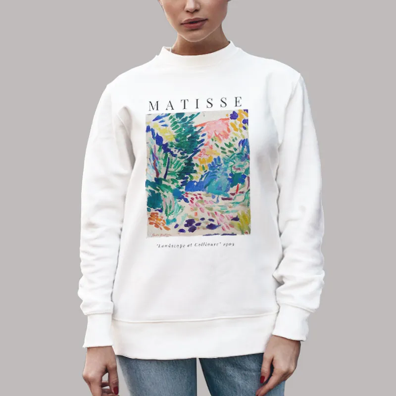 Unisex Sweatshirt White Funny Henri Matisse Landscape At Collioure Art Meme Shirt
