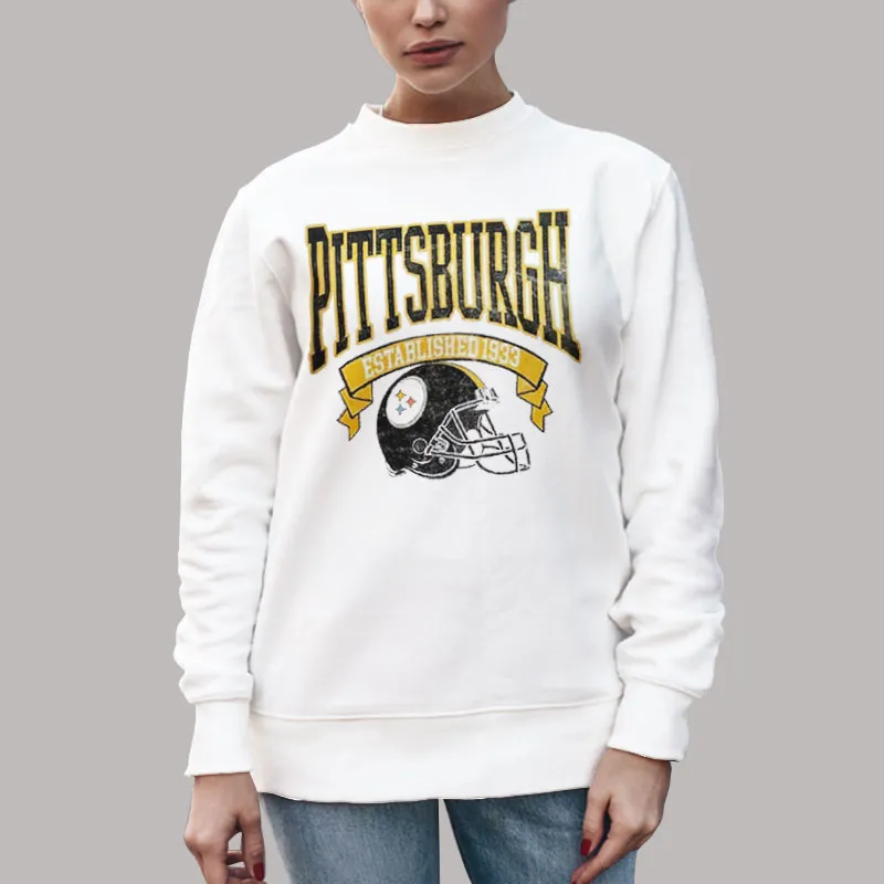 Unisex Sweatshirt White Vintage Pittsburgh Football Hoodie