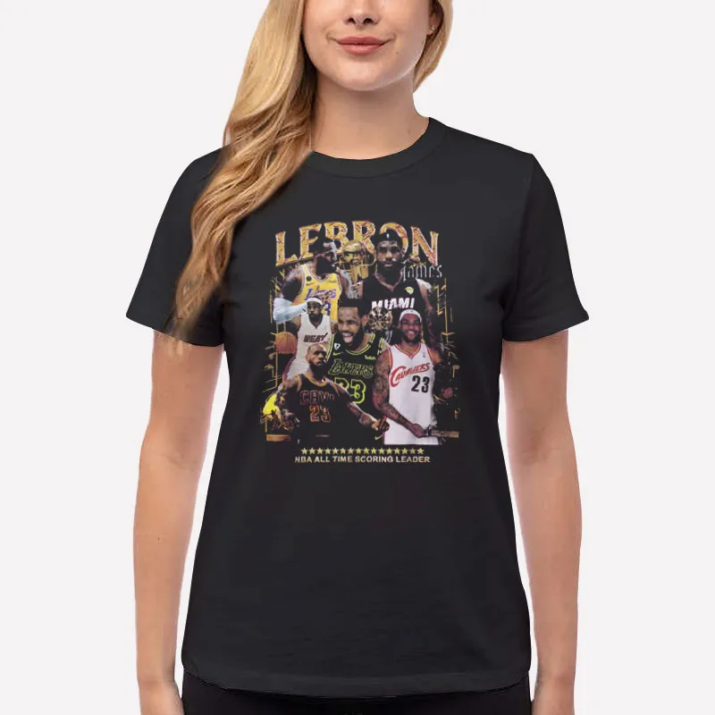 Women T Shirt Black 90s Vintage Basketball Lebron James Sweatshirt