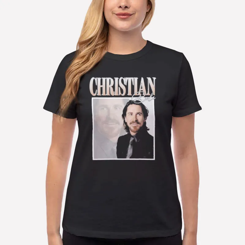 Women T Shirt Black 90s Vintage Retro Christian Bale Shirt