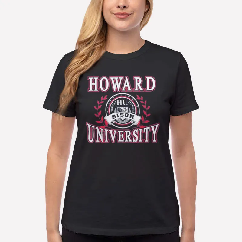 Women T Shirt Black Bison Laurels Howard University Sweatshirts