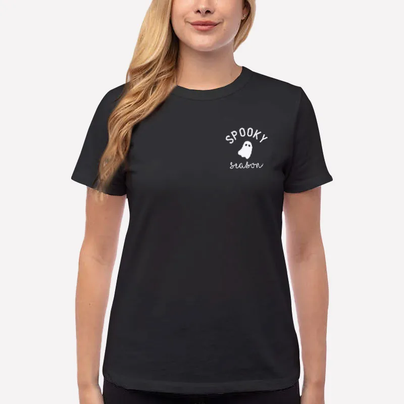 Women T Shirt Black Cute And Scary Spooky Season Sweatshirt