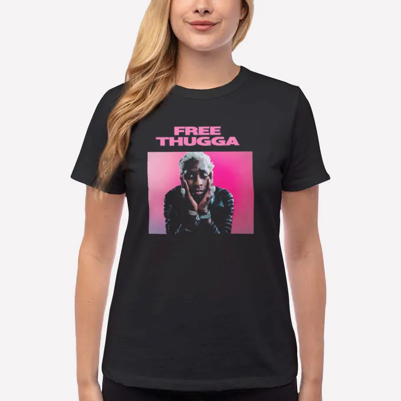 Women T Shirt Black Funny Thugga Young Free Thug Shirt
