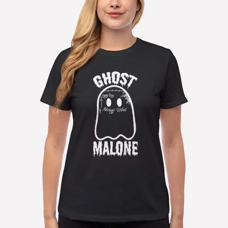 Women T Shirt Black Ghost Malone Horror Halloween Shirt