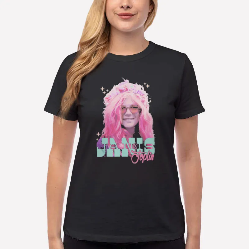 Women T Shirt Black Janis Joplin Feathers In Janis Joplin Hair Shirt