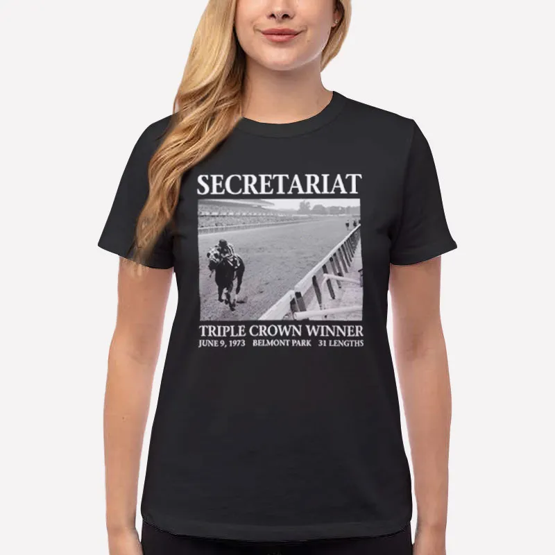 Women T Shirt Black Length Triple Crown Secretariat Shirt