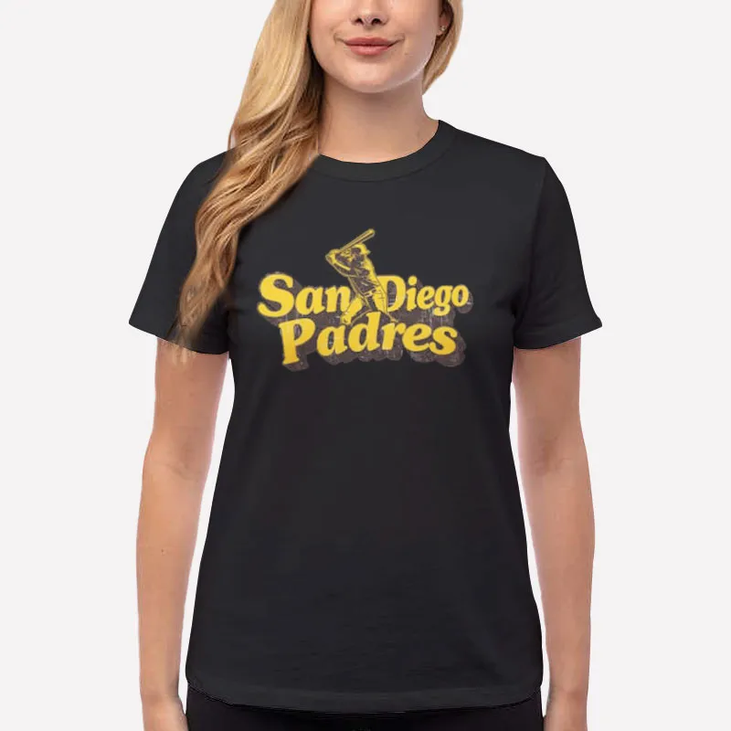 Women T Shirt Black Retro Baseball Vintage Padres Shirt