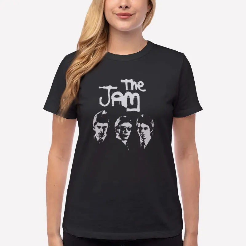 Women T Shirt Black Retro Vintage Band The Jam T Shirts