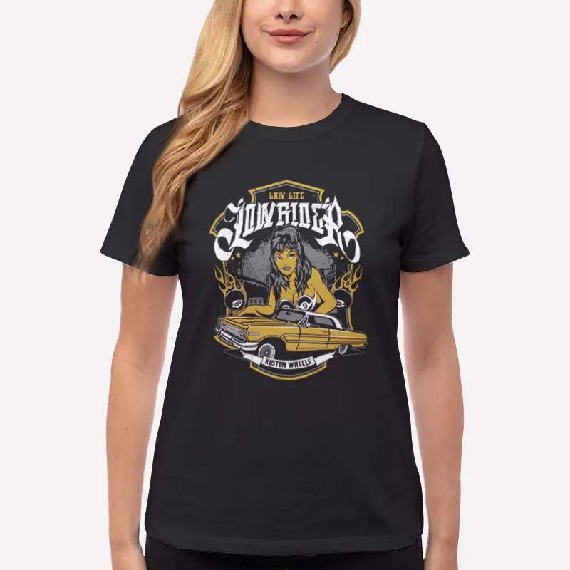 Women T Shirt Black Retro Vintage Car Culture Lowrider T Shirt